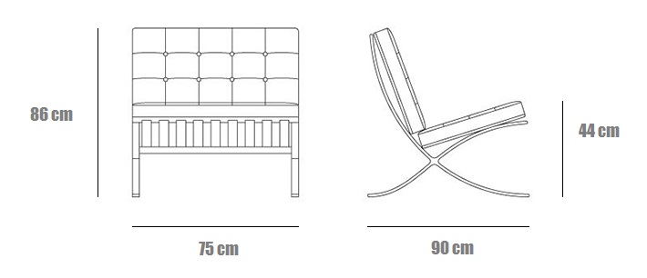 knoll-barcelona-sizes