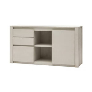 Credenza in frassino 1 porta + 3 cassetti colore bianco