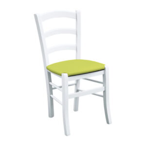 ART. 310GBI - Sedia laccato bianco con fondino similpelle Lime