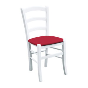 ART. 310GBI - Sedia laccato bianco con fondino similpelle Rosso