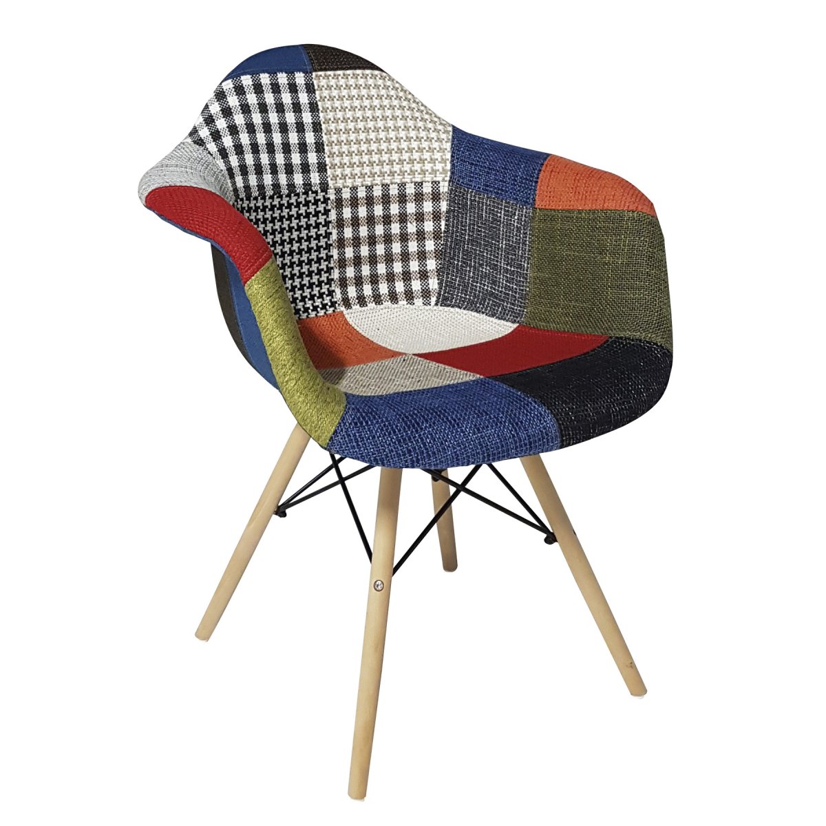 Poltroncina in tessuto patchwork multicolore_lf679