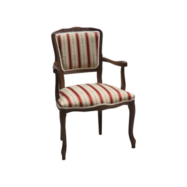 POLTRONCINA-IN-LEGNO-NOCE-SCURO-MOD-PARIS-IMBOTTITA-STOFFA-ROSSO
