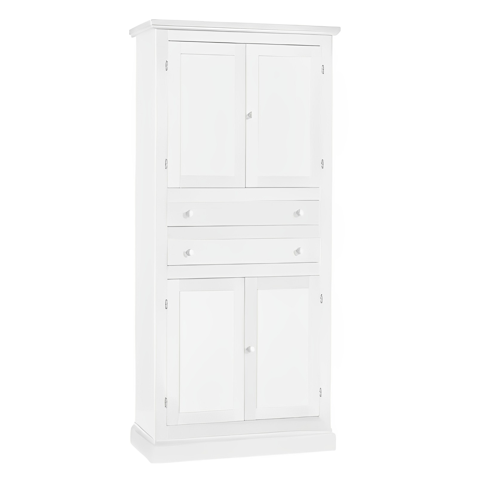 Armadietto legno shabby chic bianca 4 ante 2 cassetti - Art1394