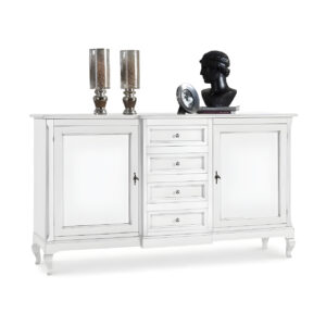 Art1422 - Credenza due ante quattro cassetti bianco opaco