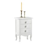 Comodino bianco opaco tre cassetti arte povera - Art1306