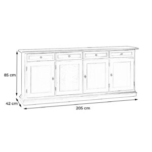 Credenza 4 ante 4 cassetti noce scuro - Art380-misure