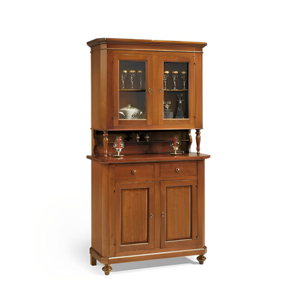 Credenza cristalliera 2 porte napoletana noce