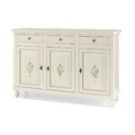 Credenza napoletana bianca 3 ante decorata Fiori - Art 493