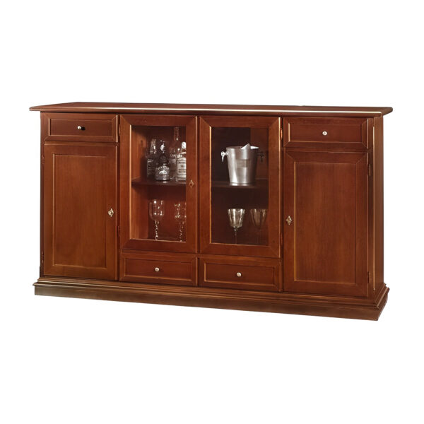 Credenza noce quattro ante quattro cassetti Misure: L.205xP.49xH.119 cm