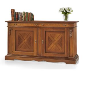 Credenza noce scuro due ante due cassetti Art487