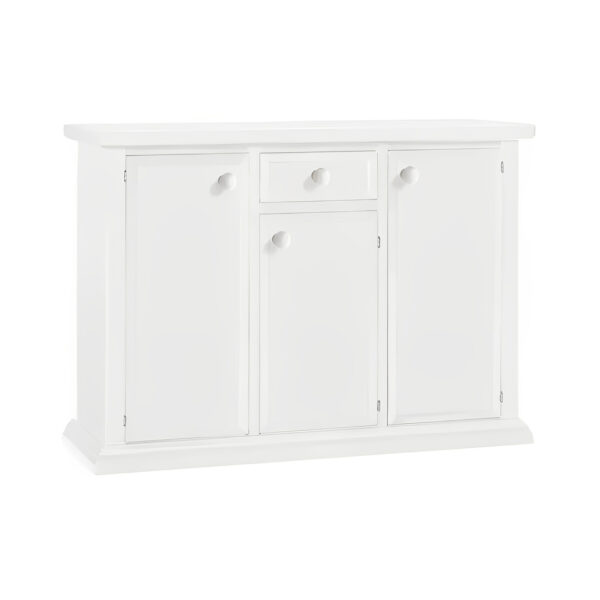 Credenza tre ante un cassetto bianco opaco 1 cassetto in legno bianco, 3 ante in legno bianco