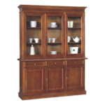 Cristalliera credenza in legno 3 porte arte povera noce scuro - Art381
