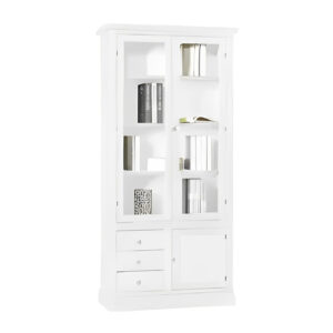 Libreria 2 ante vetrina bianco opaco in arte povera Misure: L90xP41xH186 cm Colore: bianco opaco