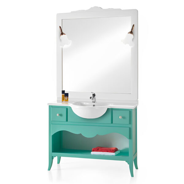 Mobile bagno 2 cassetti a colore verde acqua