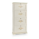Scarpiera 4 ante bianco decorato Art505