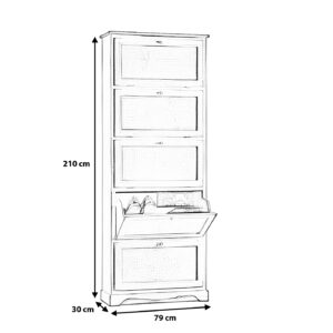 Scarpiera 5 ante in legno noce scuro Misure: L.79xP.30xH.210 cm