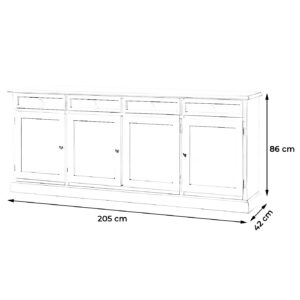 misure di Credenza 4 ante 4 cassetti bianco opaco