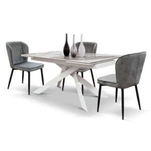 Tavolo base in metallo bianco piano finitura luxury pandora allungabile 1- Art1759
