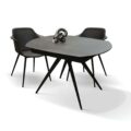 Tavolo in ceramica grigio gambe metallo colore antracite allungabile - Art1920 - chiuso