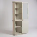 Vetrina Ad Angolo Mod Tedesco In Legno Arte Povera Bianco Anticato-ante perte